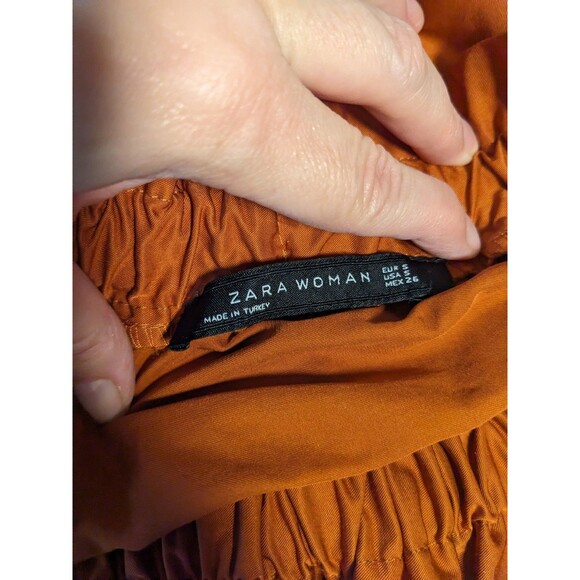 Zara Woman Paper Bag Waist Skirt Rust Color EUC - Picture 6 of 6